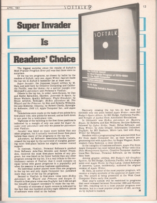V1.08 Softalk Magazine page 13, April 1981