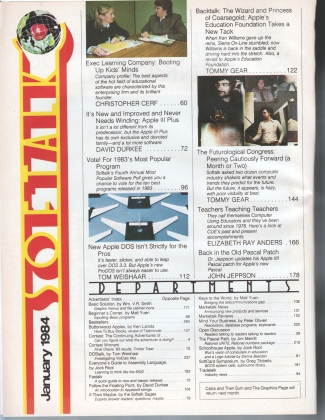 V4.05 Softalk Magazine contents 1, January 1984